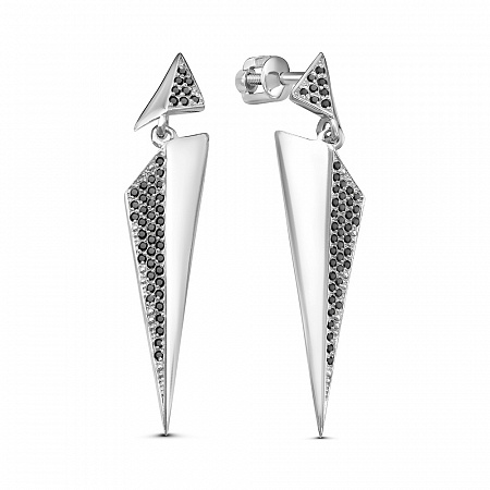 Серьги с фианитом родированные серебро 925* 12-0288.0010