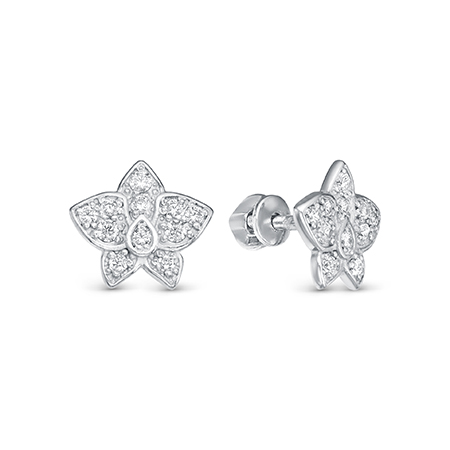 Серьги с фианитом родированные серебро 925* 12-0376