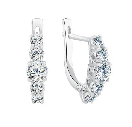 Серьги с фианитом родированные серебро 925* 11-0208