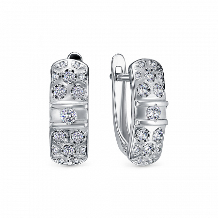 Серьги с фианитом родированные серебро 925* 11-0820