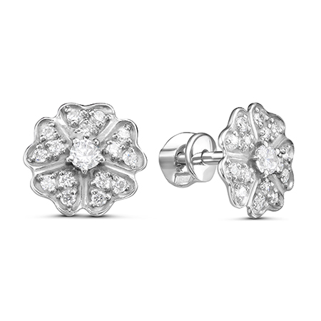 Серьги с фианитом родированные серебро 925* 12-0373