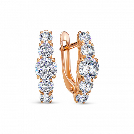 Серьги с фианитом позолоченные серебро 925* 41-0208