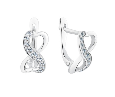 Серьги с фианитом родированные серебро 925* 11-0156