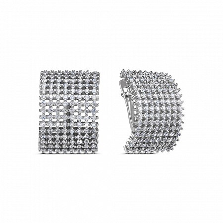 Серьги с фианитом родированные серебро 925* 11-0798