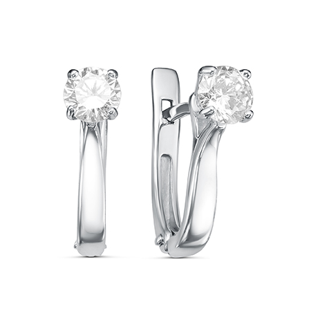 Серьги с фианитом родированные серебро 925* 11-0086