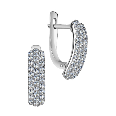 Серьги с фианитом родированные серебро 925* 11-0014