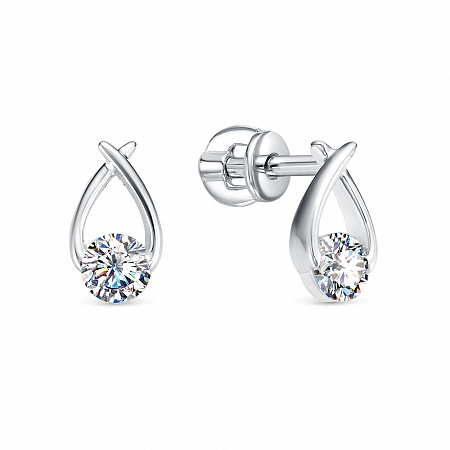 Серьги с фианитом родированные серебро 925* 12-1488