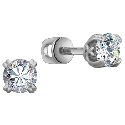 Серьги с фианитом родированные серебро 925* 12-0019