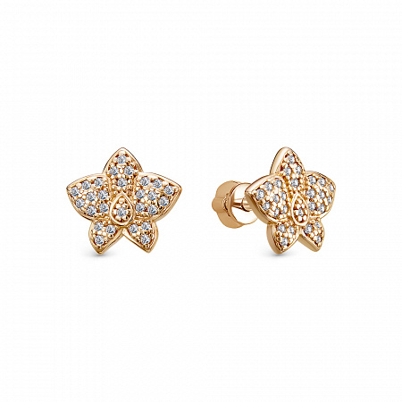 Серьги с фианитом позолоченные серебро 925* 42-0376