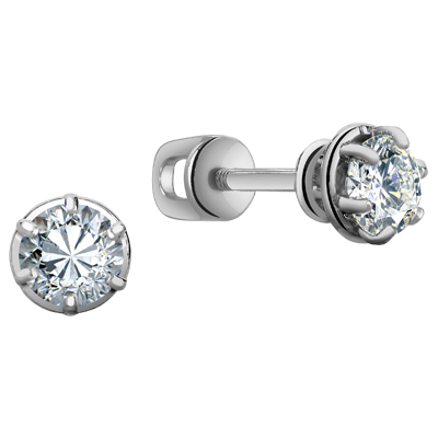 Серьги с фианитом родированные серебро 925* 12-0018