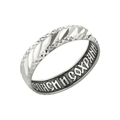 Кольцо из серебра штампованое с алмазной огранкой 8-140