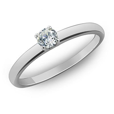 Кольцо с фианитом родированное серебро 925* 10-0130