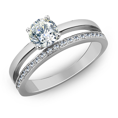 Кольцо с фианитом родированное серебро 925* 10-0138