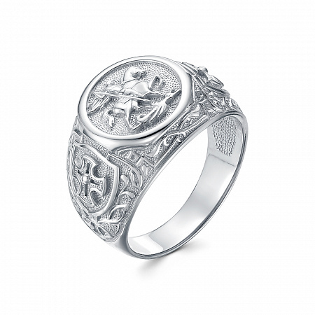 Кольцо (Георгий Победоносец) из серебра родированное литьё 10-0810