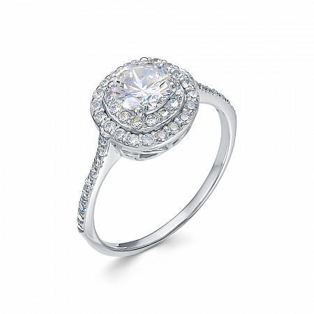 Кольцо с фианитом родированное серебро 925* 10-0805