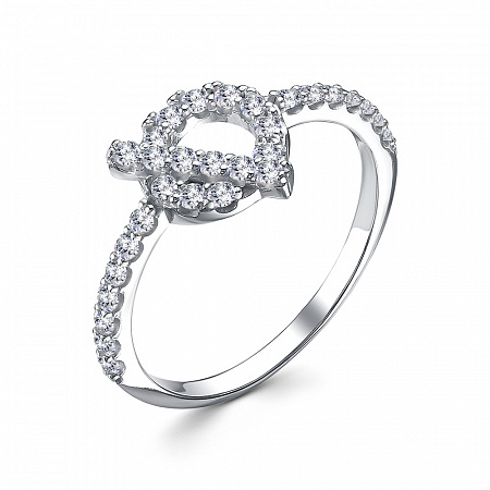 Кольцо с фианитом родированное серебро 925* 10-1089