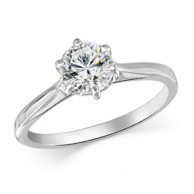 Кольцо с фианитом родированное серебро 925* 10-0256