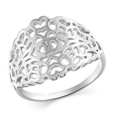 Кольцо родированное серебро 925* 10-0091