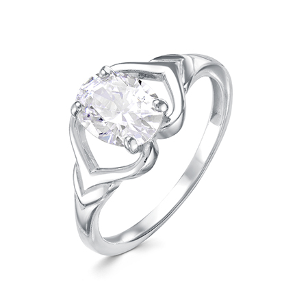 Кольцо с фианитом родированное серебро 925* 10-0473