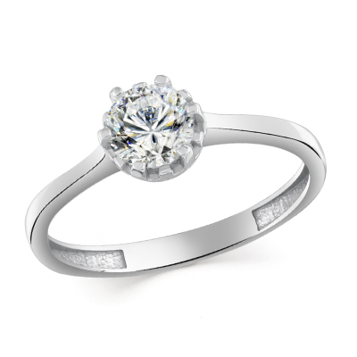 Кольцо с фианитом родированное серебро 925* 10-0390