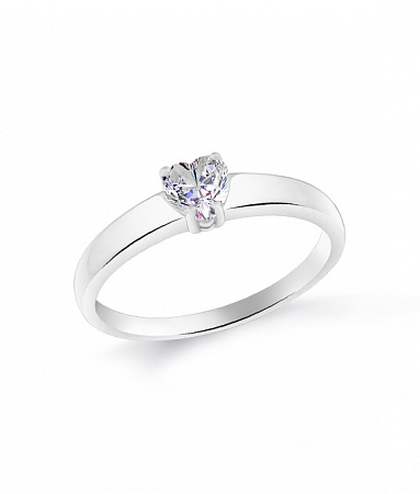 Кольцо с фианитом родированное серебро 925* 10-0088