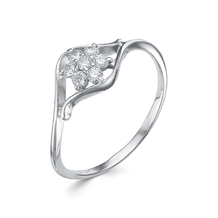 Кольцо с фианитом родированное серебро 925* 10-0678