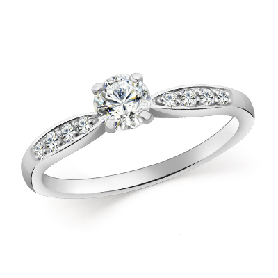 Кольцо с фианитом родированное серебро 925* 10-0260