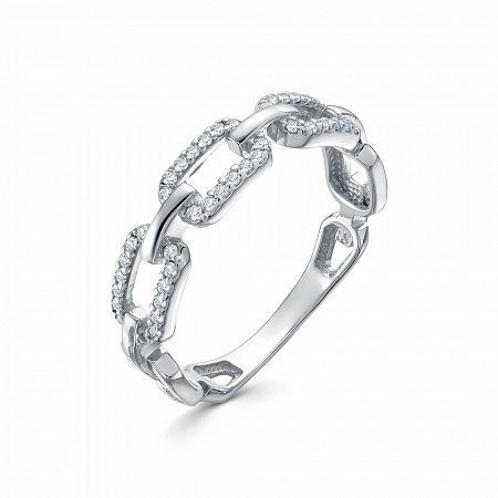 Кольцо с фианитом родированное серебро 925* 10-0937