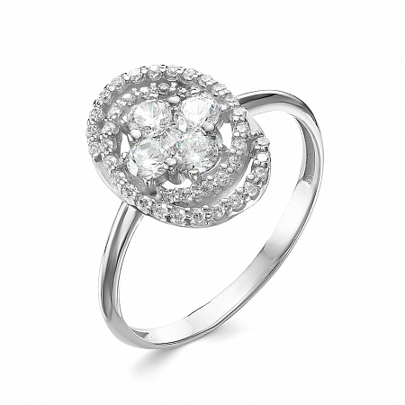 Кольцо с фианитом родированное серебро 925* 10-0739