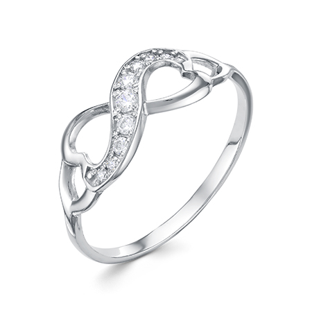 Кольцо с фианитом родированное серебро 925* 10-0156