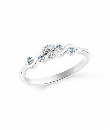 Кольцо с фианитом родированное серебро 925* 10-0258