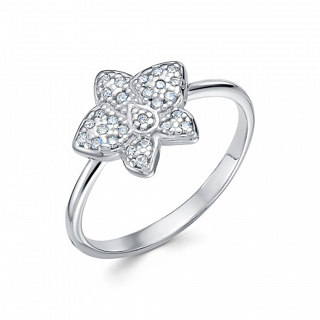 Кольцо с фианитом родированное серебро 925* 10-0376