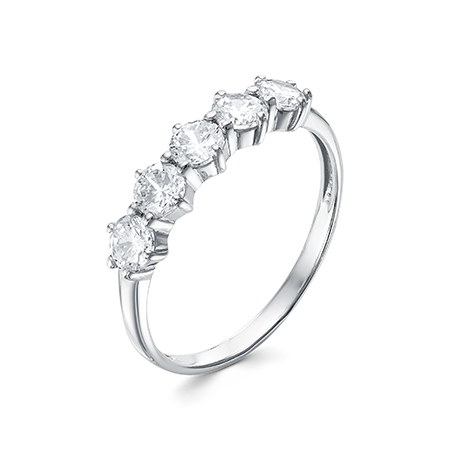 Кольцо с фианитом родированное серебро 925* 10-0545