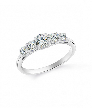 Кольцо с фианитом родированное серебро 925* 10-0208