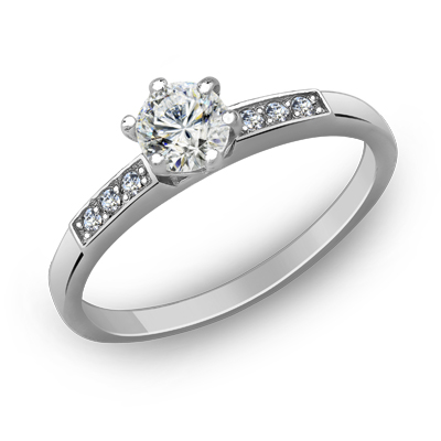 Кольцо с фианитом родированное серебро 925* 10-0009