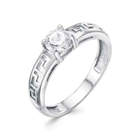 Кольцо с фианитом родированное серебро 925* 10-0125