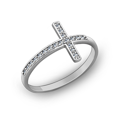 Кольцо с фианитом родированное серебро 925* 10-0021