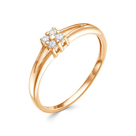 Кольцо с фианитом позолоченное серебро 925* 40-0239