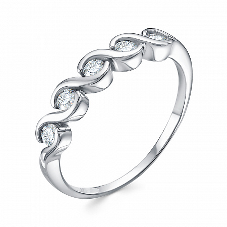 Кольцо с фианитом родированное серебро 925* 10-0917