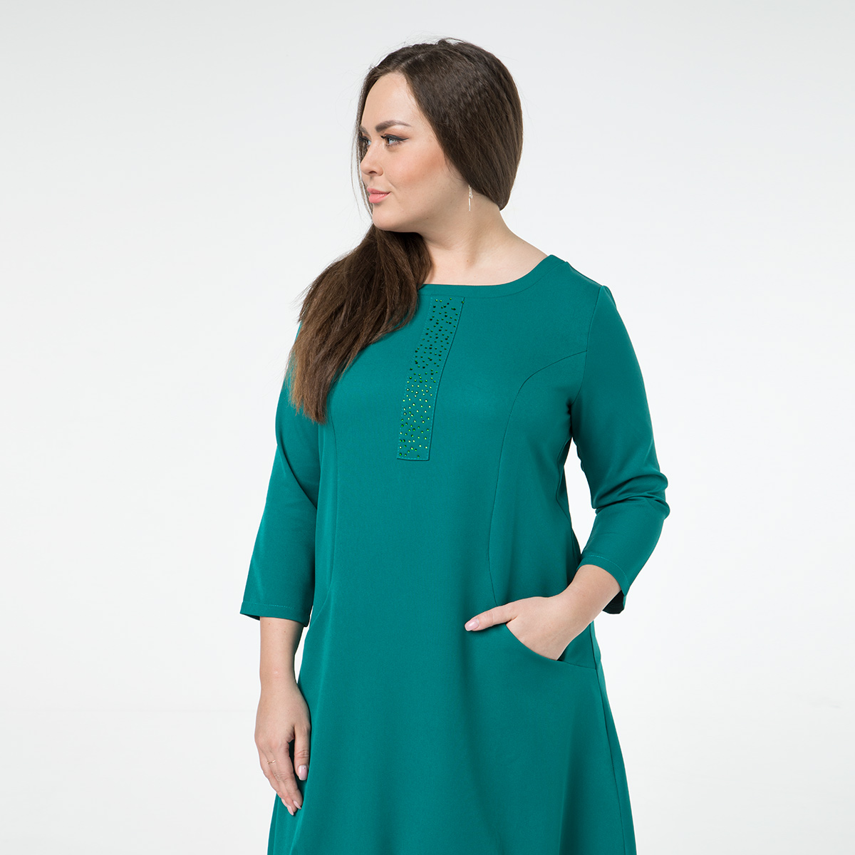 Платье, трикотаж, зеленый#826/009-007-939/Зеленый