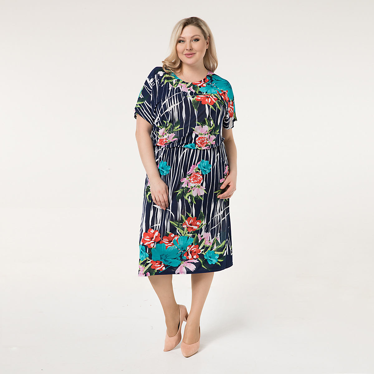 Платье, трикотаж, бирюзовый#1015/009-008-135/Бирюзовый