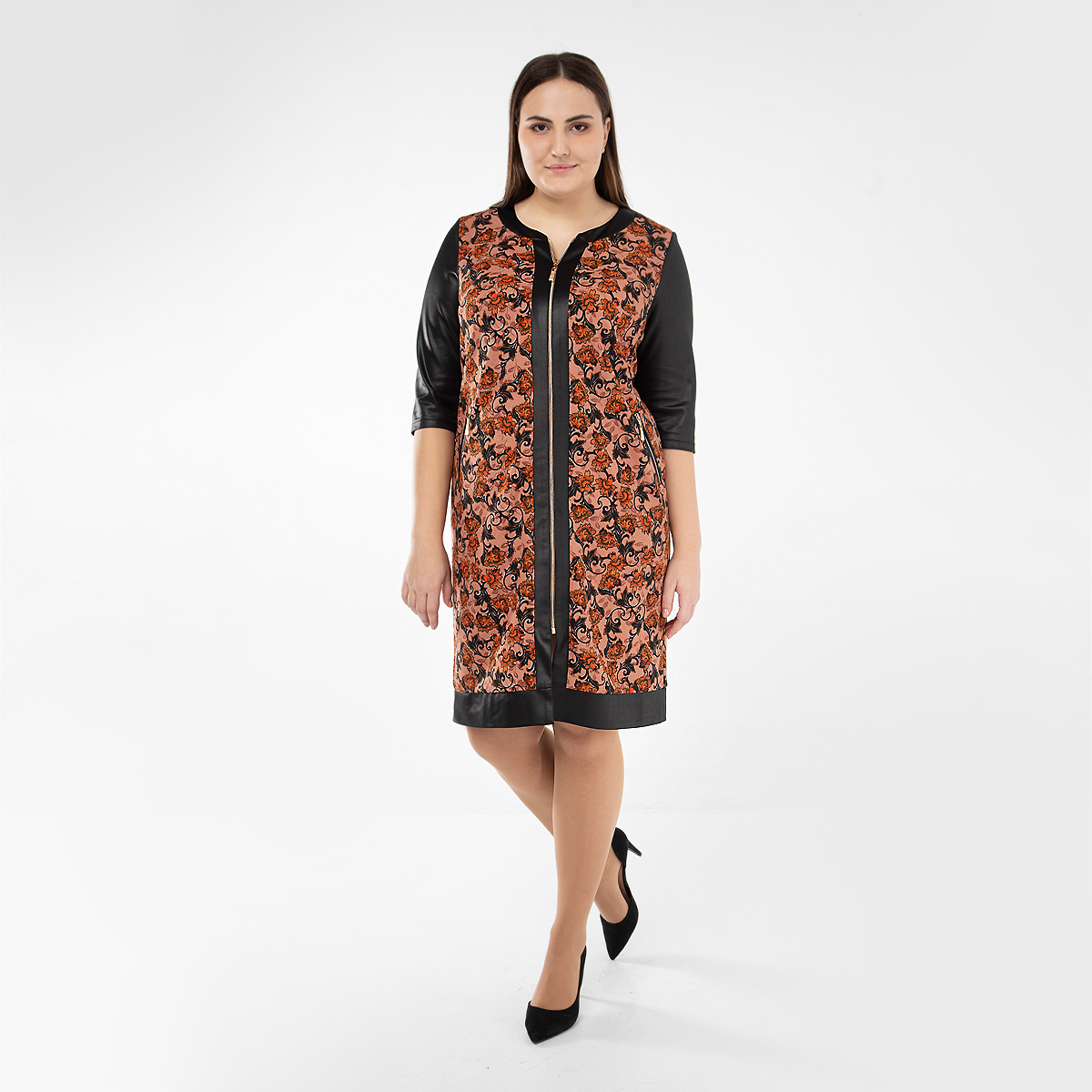 Платье, трикотаж, терракотовый#1059/009-027-194/Терракотовый