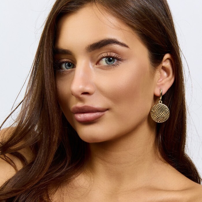 Серьги подвески крупные ювелирная бижутерия Итальянское золото покрытие желтое 14к