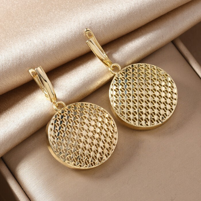 Серьги подвески крупные ювелирная бижутерия Итальянское золото покрытие желтое 14к