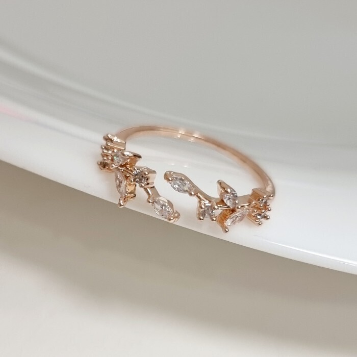 Кольцо разъемное ювелирная бижутерия коллекция "Дубай", р-р 16-18, покрытие позолота, вставка: фианиты, цвет: прозрачный, арт.219.406