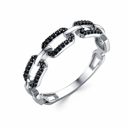 Кольцо с фианитом родированное серебро 925* 10-0937