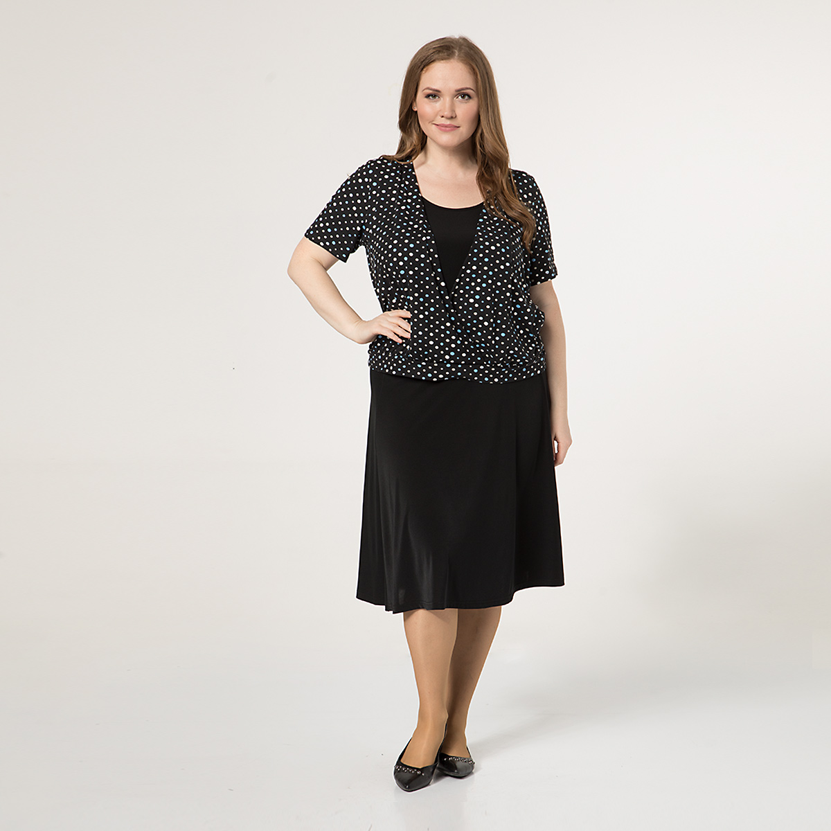 Костюм, трикотаж, юбка, блуза, черный#2049/009-014-261/Черный