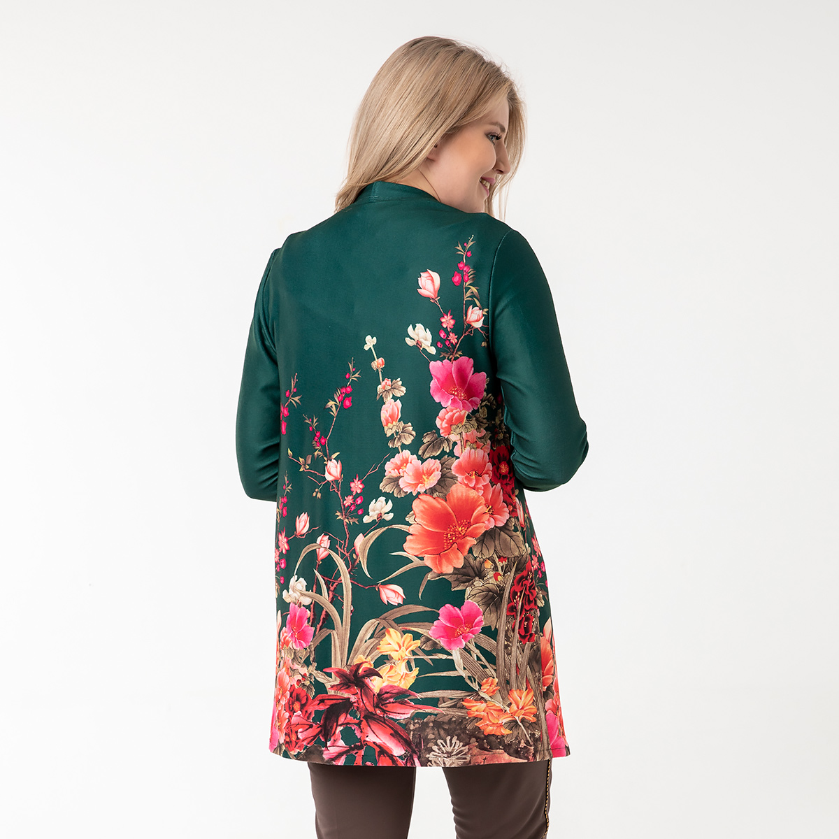 Костюм, трикотаж, жакет, топ, зеленый#2056/009-007-359/Зеленый