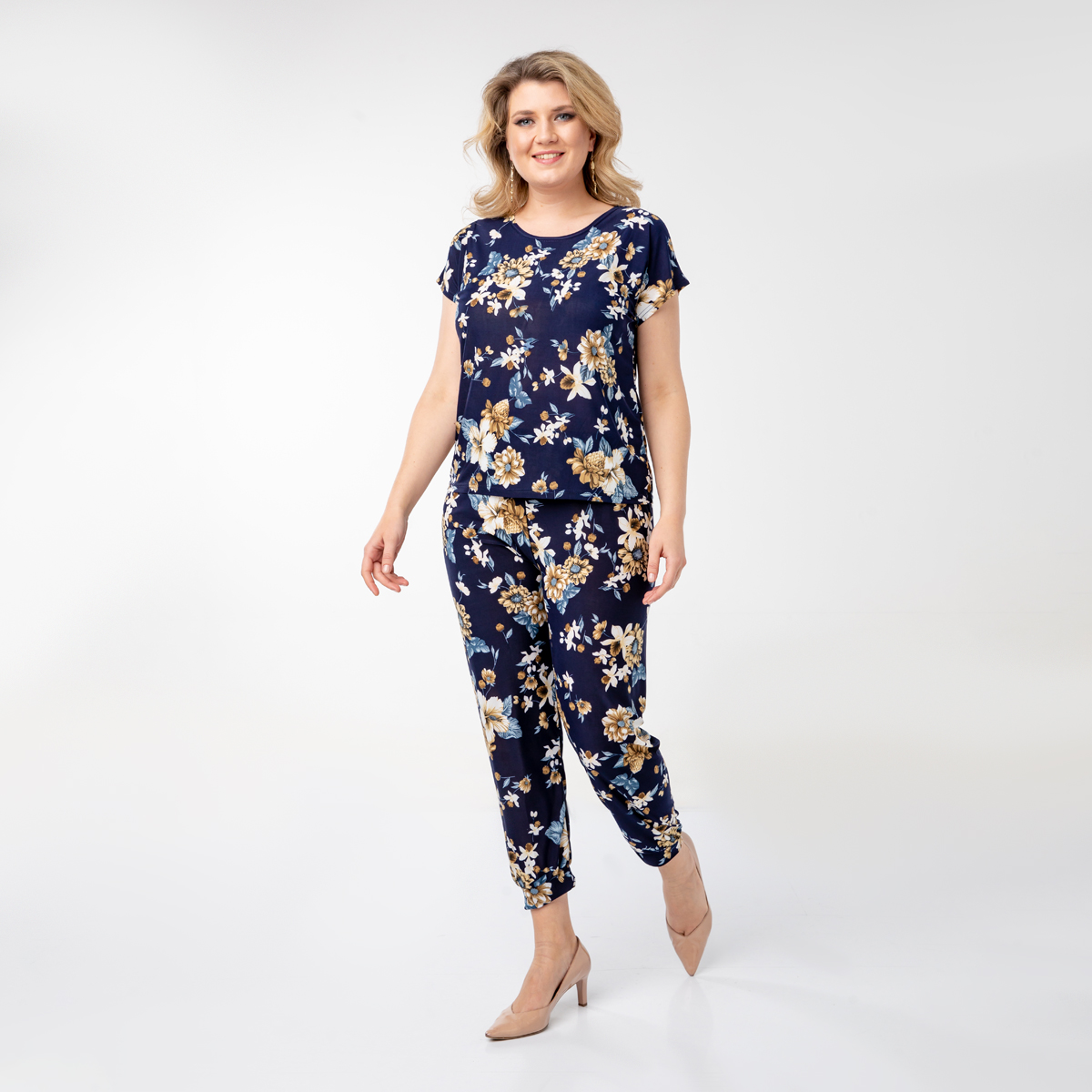 Костюм, трикотаж, блуза, брюки, коричневый#2161/009-031-800/Коричневый