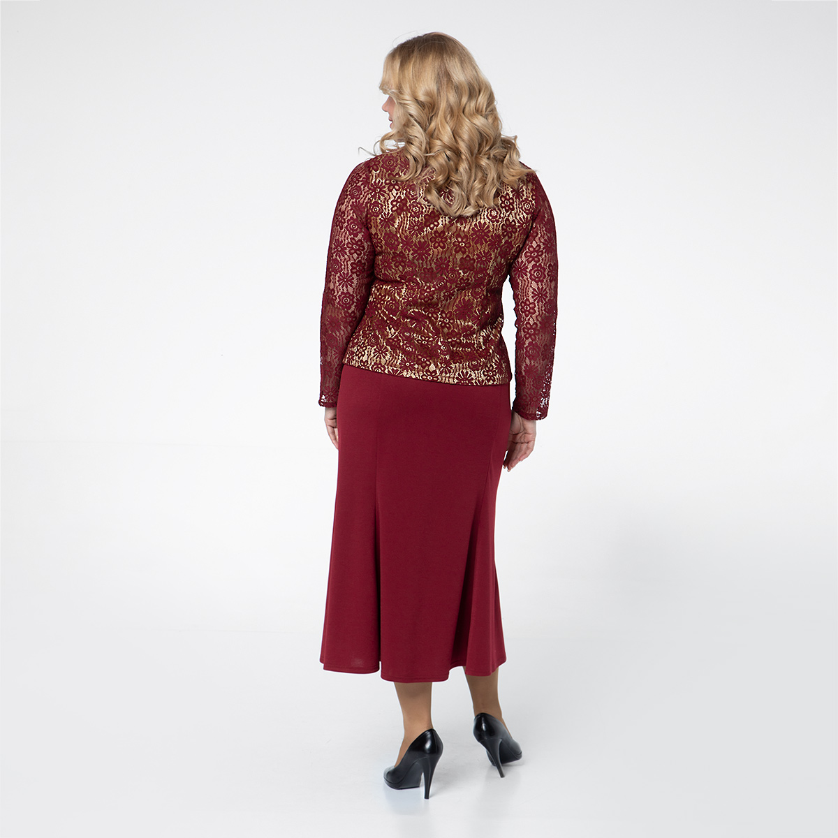 Костюм, трикотаж, жакет, юбка, бордовый#703/009-002-307/Бордовый